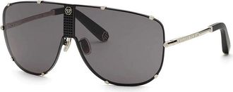 Philipp Plein Philipp Plein Sunglasses Aviator Rimless, Silver Frame And Grey Lens Spp075M0K07