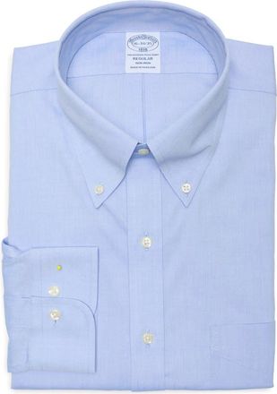 Brooks Brothers Regular Fit Non-Iron Cotton Dress Shirt in Light/Pastel Blue at Nordstrom Rack, Size 15.5 - 32/33