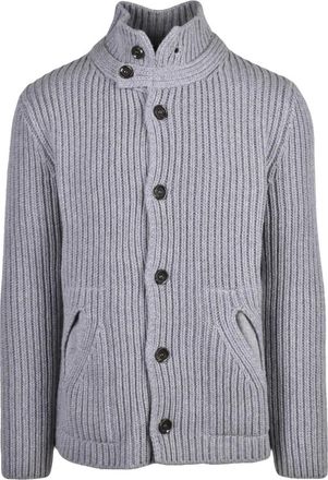 Daniele Fiesoli Truien & Vesten, Heren, Grijs, L, Wol, Giacca in maglia cannettata