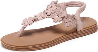 Skechers Womens Summer Cove-Beach Bloom Flip-Flop, Blush, 11
