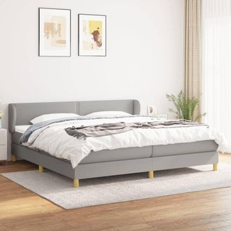 vidaXL Cama Box Spring Con Colch&oacute;n Tela Gris Claro 200x200 Cm Vidaxl