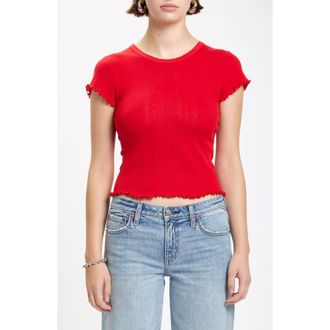 Daze Lily Cotton Pointelle T-Shirt in Cherry Bomb at Nordstrom, Size X-Small