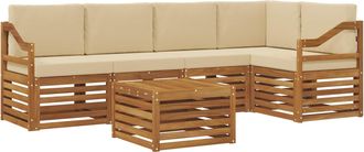 vidaXL Conjunto De Sof&aacute;s De Exterior 6 Uds. Natural Y Beige Poli&eacute;ster Vidaxl