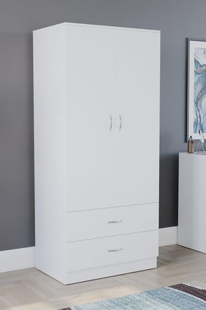 Home Discount Vida Designs Riano 2 Door 2 Drawer Wardrobe Storage in White