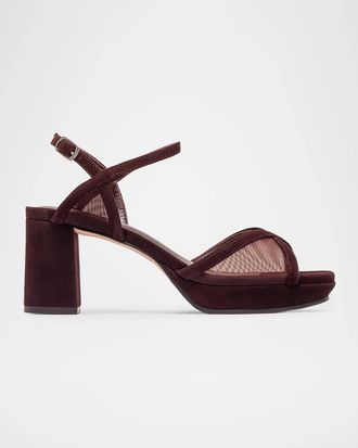 Bernardo 70mm Celeste Mesh Suede Platform Sandals