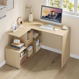 Woltu Scrivania angolare di design industriale 120x100cm, Rovere Chiaro - Woltu