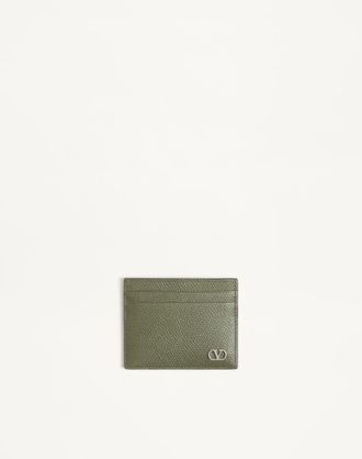 Valentino Garavani Valentino Garavani VLogo Signature Cardholder In Grainy Calfskin Man MILITARY GREEN UNI