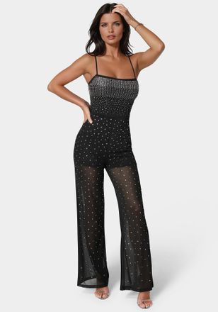 Bebe Womens Ombre Embellished Jumpsuit