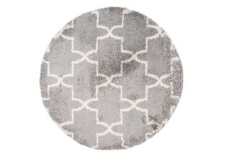 Tapiso Alfombra de sal&oacute;n gris crema shaggy tr&eacute;bol marroqu&iacute; suave 200 x 200 cm