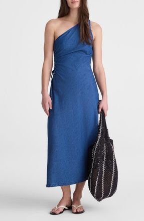 Madewell One-Shoulder Denim Maxi Dress in Marina Blue at Nordstrom, Size 10
