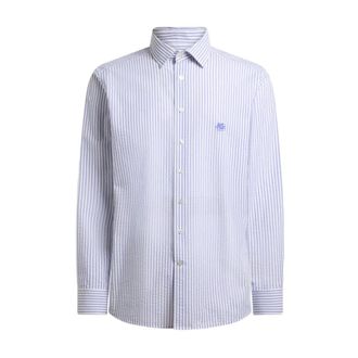 Etro Overhemden, Heren, Veelkleurig, 3Xl, Nylon, Gestreepte Seersucker Blouse