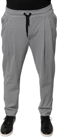 Dolce & Gabbana Black White Houndstooth Skinny Dress Mens Pants