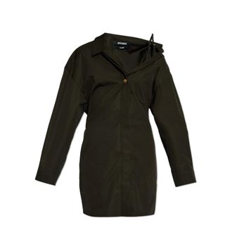 Jacquemus Kleedjes, Dames, Zwart, M, Katoen, Mini Overhemdjurk