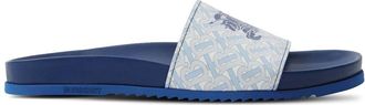 Burberry EKD monogram-print leather slides - men - Rubber/Sheepskin/Calf Leather - 40 - Blue