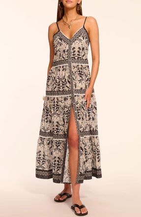 Ramy Brook Marilee Tiered Cover-Up Dress in Black Combo at Nordstrom, Size Large