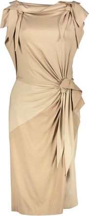 Burberry Zijden midi-jurk - Dames - Casual kleedjes - Beige - 3XS - Kleedjes