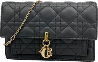 Dior Black Leather Chain/Shoulder Wallet (Pre-Owned)