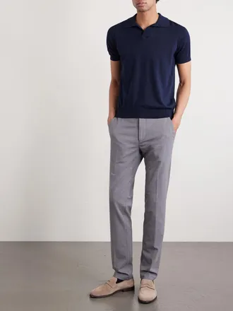 Eleventy Slim-Fit Tapered Stretch-Wool Flannel Trousers