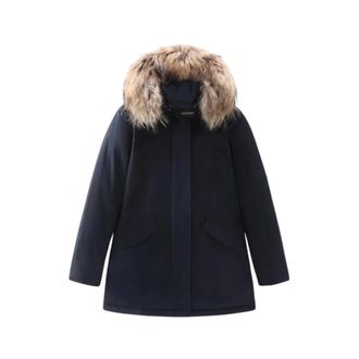 Woolrich Jassen, Dames, Blauw, XS, Arctic Parka met Afneembare Bontkraag