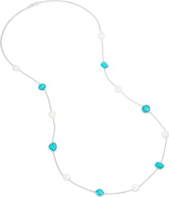 Dower & Hall Long Turquoise & Baroque Pearl Necklace