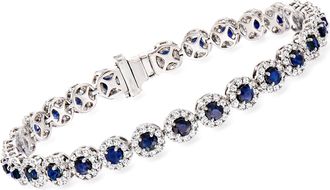 Ross-Simons Sapphire and Diamond Tennis Bracelet in 14kt White Gold