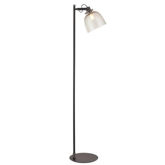 Netlighting Task Floor Lamp Smokey Grey Glass & Black Chrome Plate E27
