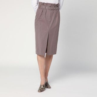 Dries Van Noten Womens Taupe Skirt In Cotton With Belt - Grey - Size EU 40 (Womens)