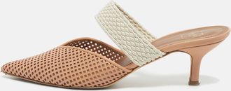 Malone Souliers Beige/cream Fabric And Leather Maisie Mules