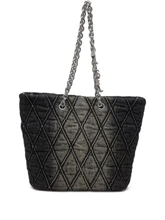Diesel Charm-D quilted chain tote bag - Black