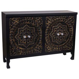 Wanderlust Deco Aparador de madera de 4 puertas 100,5x26x70