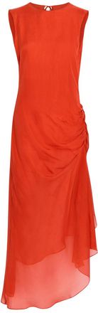 Liberowe Enya Gathered Silk Maxi Dress - Red - S (UK8-10 / S)