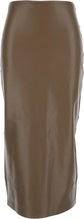 Norma Kamali Brown High-waist Skirt With Back Zip Closure In Eco Leather Woman