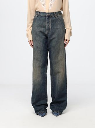 Fendi Jeans a vita alta e gamba larga in denim con effetto usurato
