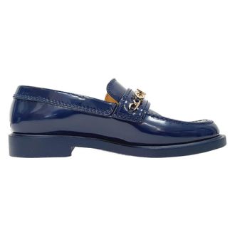 Chanel Chanel loafers met glanzend logo in blauw lakleer van kalfsleer