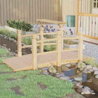 vidaXL Puente De Jard&iacute;n Con Barandillas Madera De Abeto 150x67x56cm Vidaxl