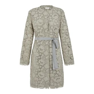 P.A.R.O.S.H. Belted Coats, female, Beige, Size: M Long Lace Jacket