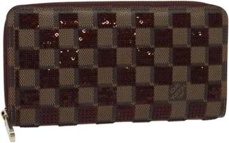 Louis Vuitton Pre-owned Damier Ebene Lange Portemonnee - Dames - Vintage Accessoires - Bruin - ONE Size - Vintage