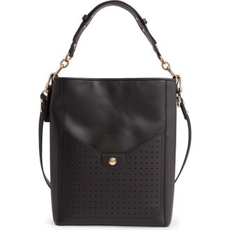 Longchamp Mademoiselle Perforated Calfskin Leather Bucket Bag in Black at Nordstrom Rack