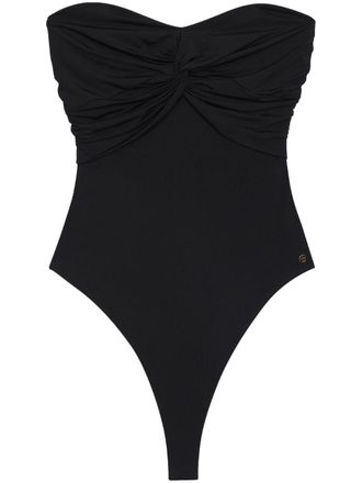 Anine Bing Ravine gathered strapless bodysuit - Black
