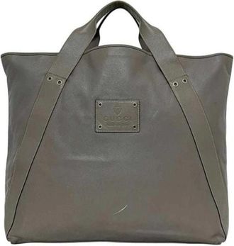 Gucci Pre-owned Leren Tote Bag - unisex - Vintage Shopper - Grijs - ONE Size - Leer - Vintage