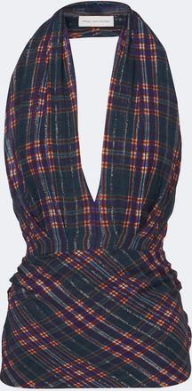 Dries Van Noten Top de lam&eacute; a cuadros