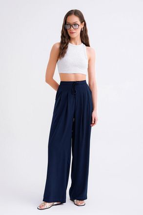 Mixray Hoge Taille Pliss&eacute; Palazzo Broek