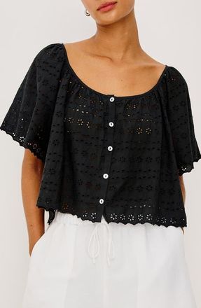 Rails Miller Scoop Neck Crop Top in Black Eyelet at Nordstrom, Size Xx-Large