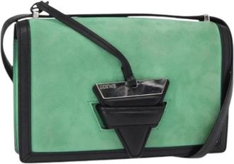 Loewe Pre-owned Suede Schoudertas - Dames - Vintage Schoudertas - Groen - ONE Size - Leer - Vintage