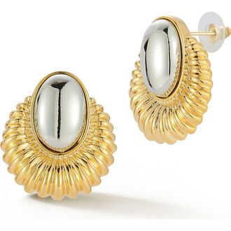Glaze Jewelry Oval Halo Stud Earrings in Two Tone at Nordstrom Rack