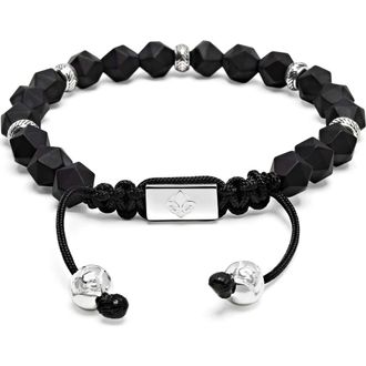 Nialaya Sterling Silver Beaded Bracelet in Matte Black Onyx at Nordstrom, Size X-Large