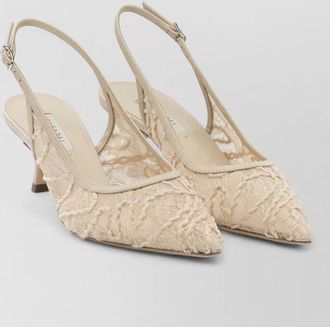 Casadei pointed toe kitten heel lace slingbacks