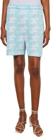 Ming Wang Houndstooth Pattern Knit Bermuda Shorts in Oceanfront/White at Nordstrom Rack, Size X-Large