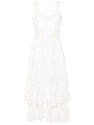 Twin-Set lace-trim cotton maxi dress - White