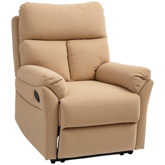 HOMCOM Recliner Armchair - Reclining Chair With Adjustable Leg Rest - Light Brown | TJ Hughes